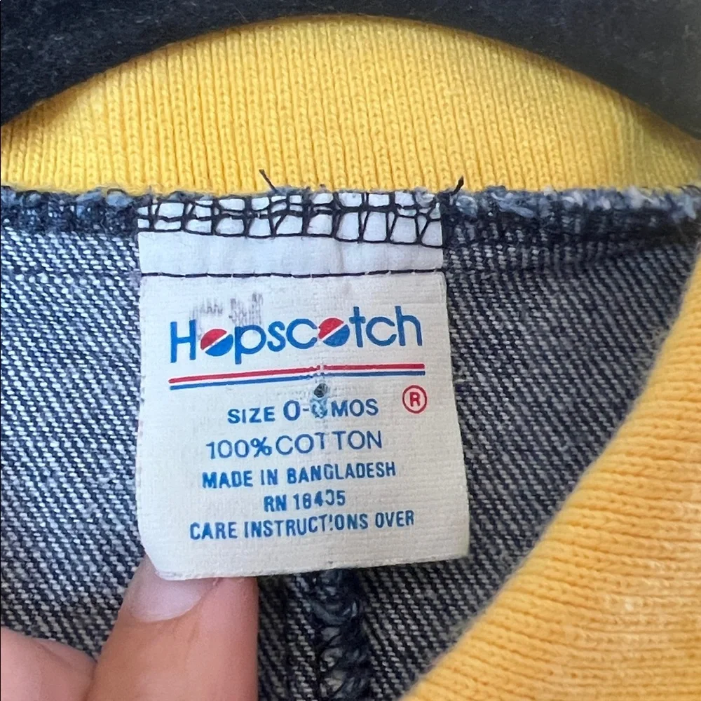 Vintage 1980'2 1990's Kids Blue‎ Denim Jumpsuit Yellow Red Green Baby 0-3 Months